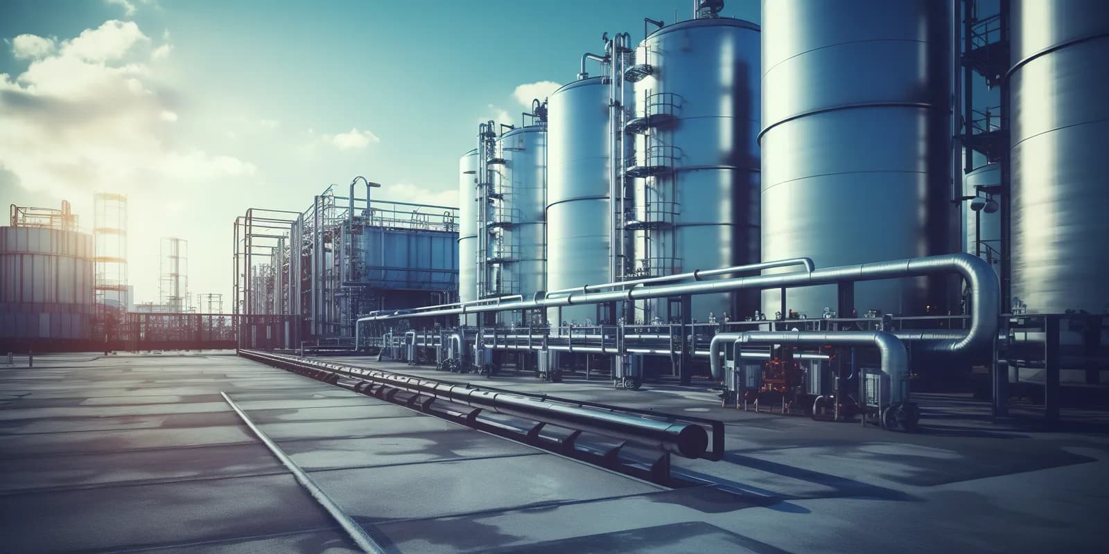 Petroleum refinery processing units and pipework.